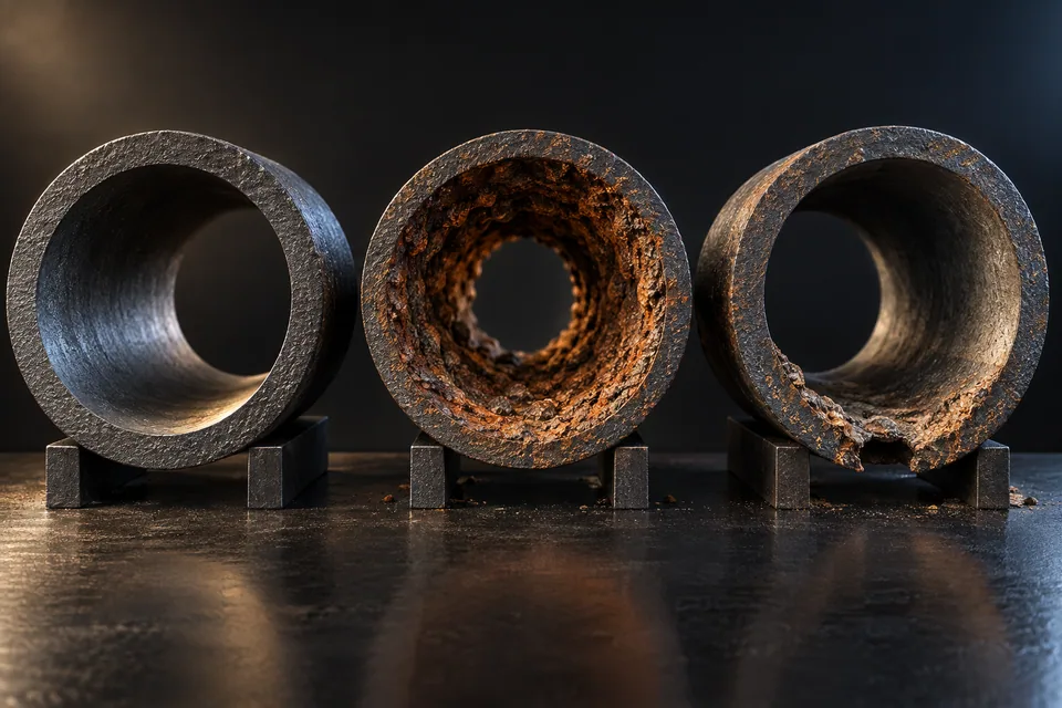 Conceptual illustration of cast-iron wall condition specimens