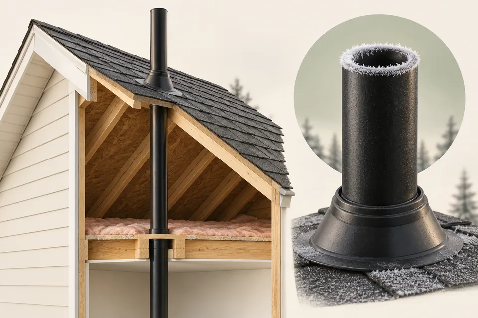 Conceptual illustration of roof vent and building drain stack