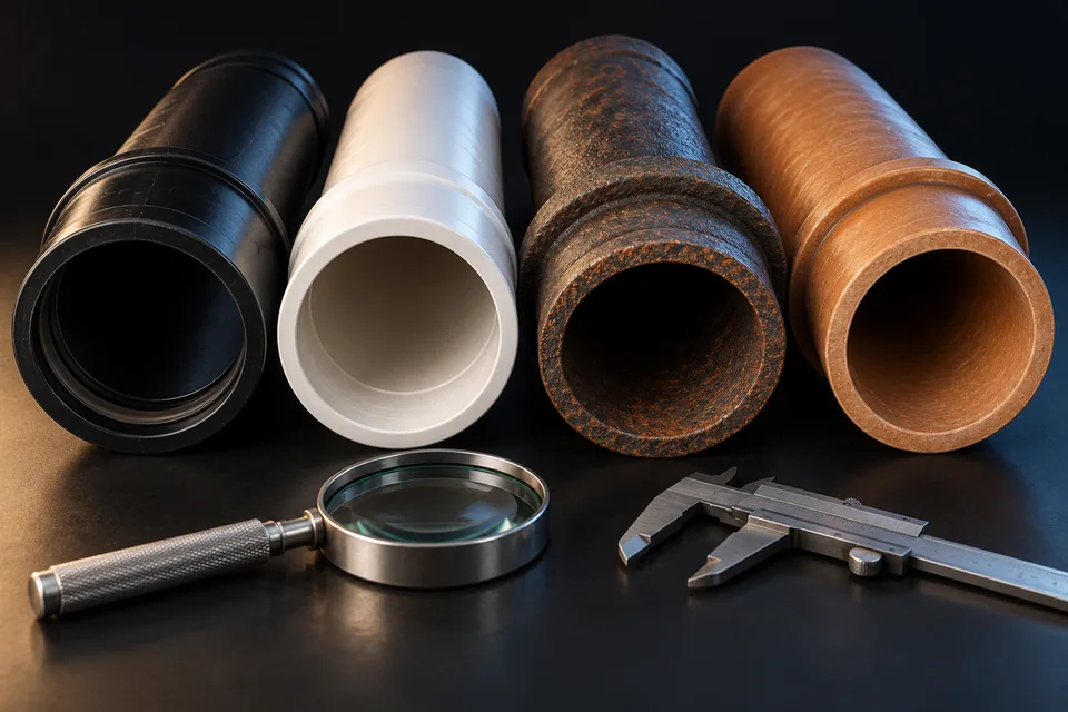 Conceptual illustration of drain material identification specimens