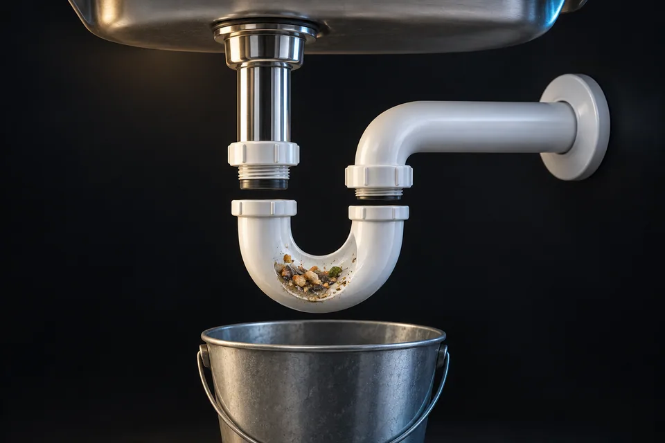 Conceptual illustration of sink trap and removable connections