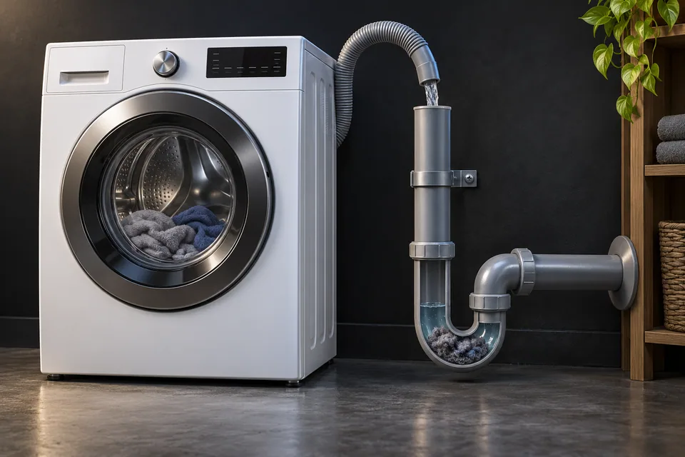 Conceptual illustration of laundry standpipe and trap